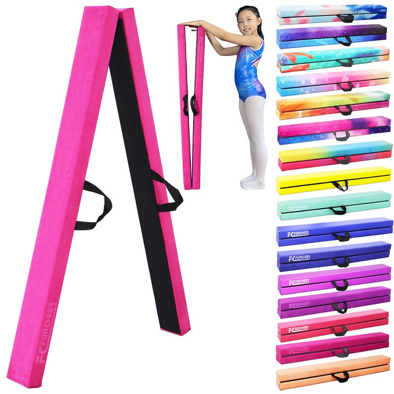 FC FUNCHEER 8FT شعاع توازن قابل للطي - شعاع أرضية الجمباز - معدات الجمباز - قاعدة مضادة للانزلاق - غلاف من الجلد المدبوغ - حقيبة حمل للأطفال/البالغين في المنزل ومركز الجمباز - Image 1